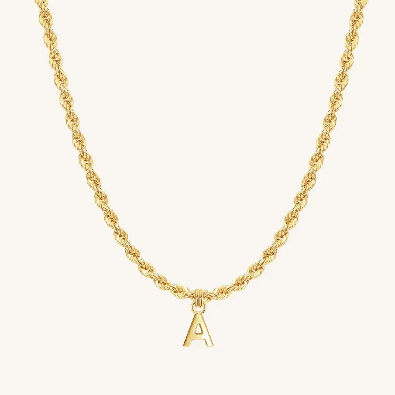 custom engraved wedding band Letter Necklace Rope Chain