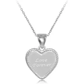 handcrafted raw crystal pendant Love Forever Heart Sterling Silver Necklace