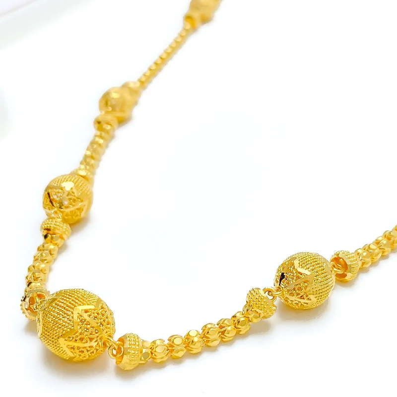 Lovely Filigree 22k Gold Long Necklace - 28"