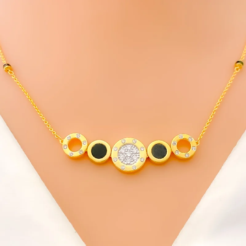 black pearl earrings classic Lovely Palatial Diamond + 18k Gold Mangal Sutra