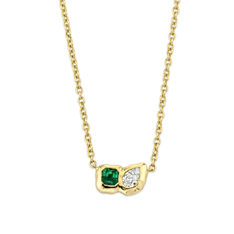 bold Cuban link bracelet men Lover's Duet River Emerald & Diamond Necklace