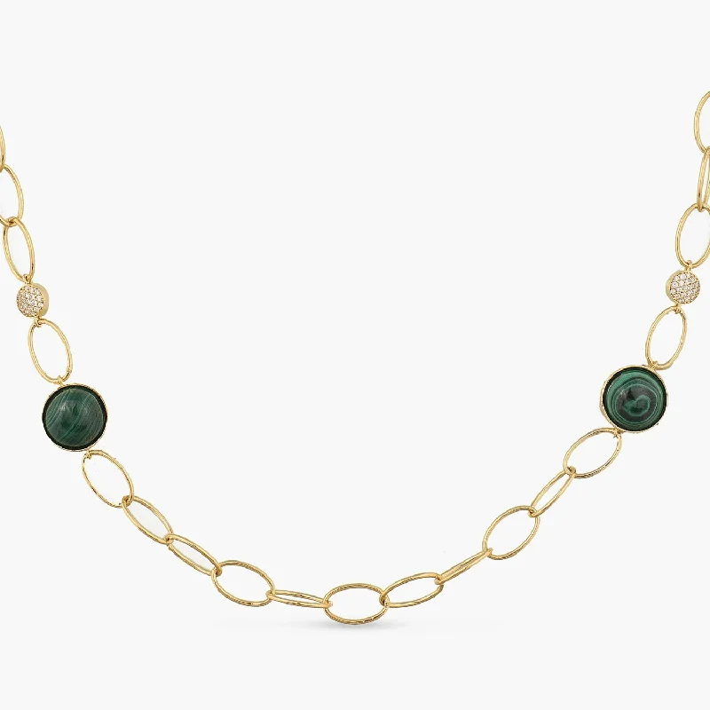 minimal diamond bar necklace Malachite Simple Charm Silver Necklace