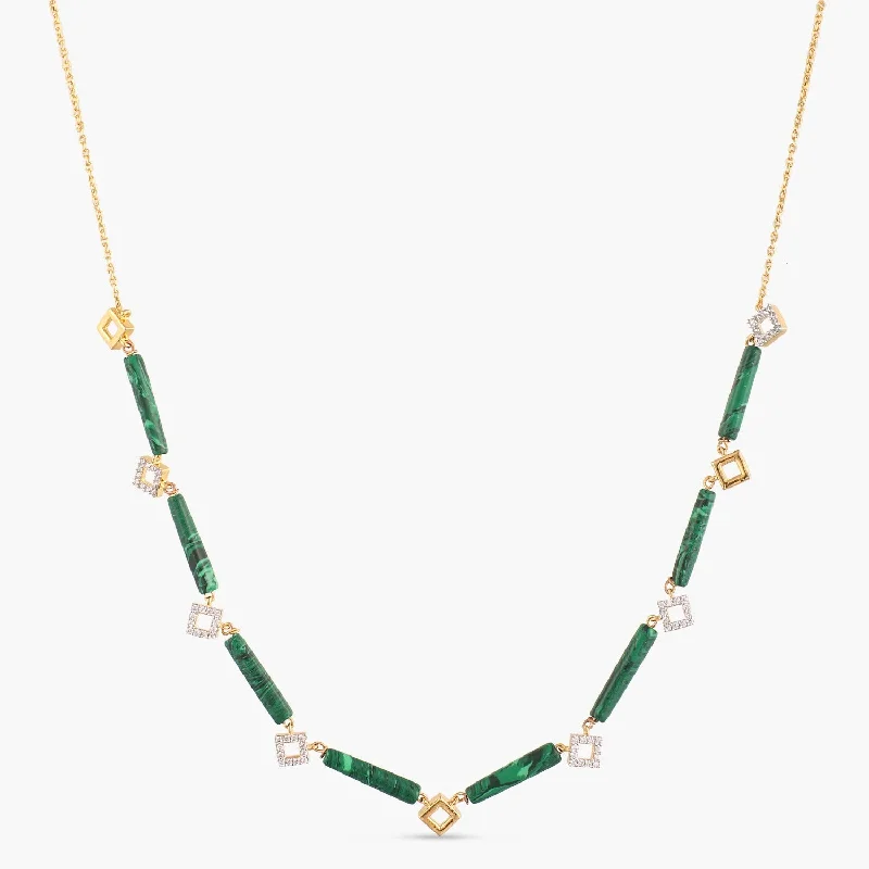 birthstone charm bracelet for mom Malachite Square Charm Silver Necklace
