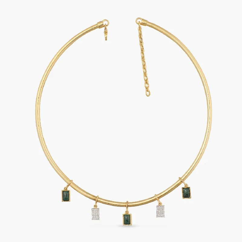 boho beaded statement necklace Malachite Statement Silver Hasli Necklace