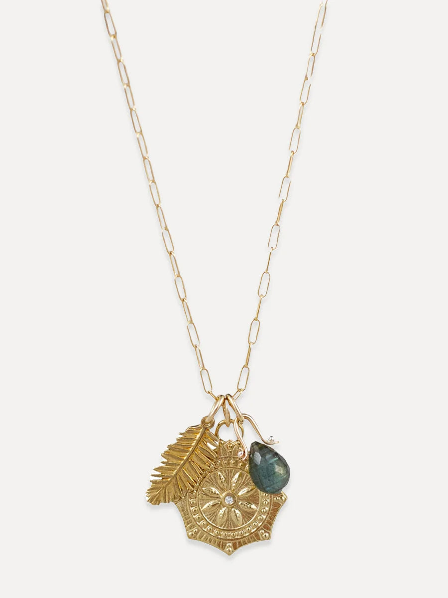 natural jade ring Mandala Charm Necklace