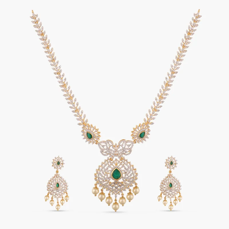 vintage rose-cut diamond ring Manuja CZ Silver Necklace Set