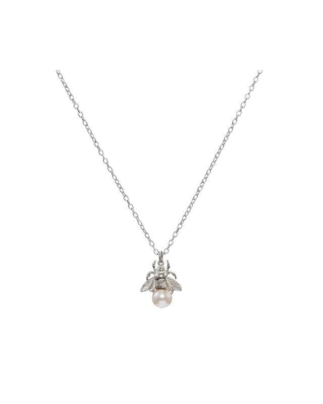 celestial star earrings stud Bumblebee Silver Necklace w. Pearl