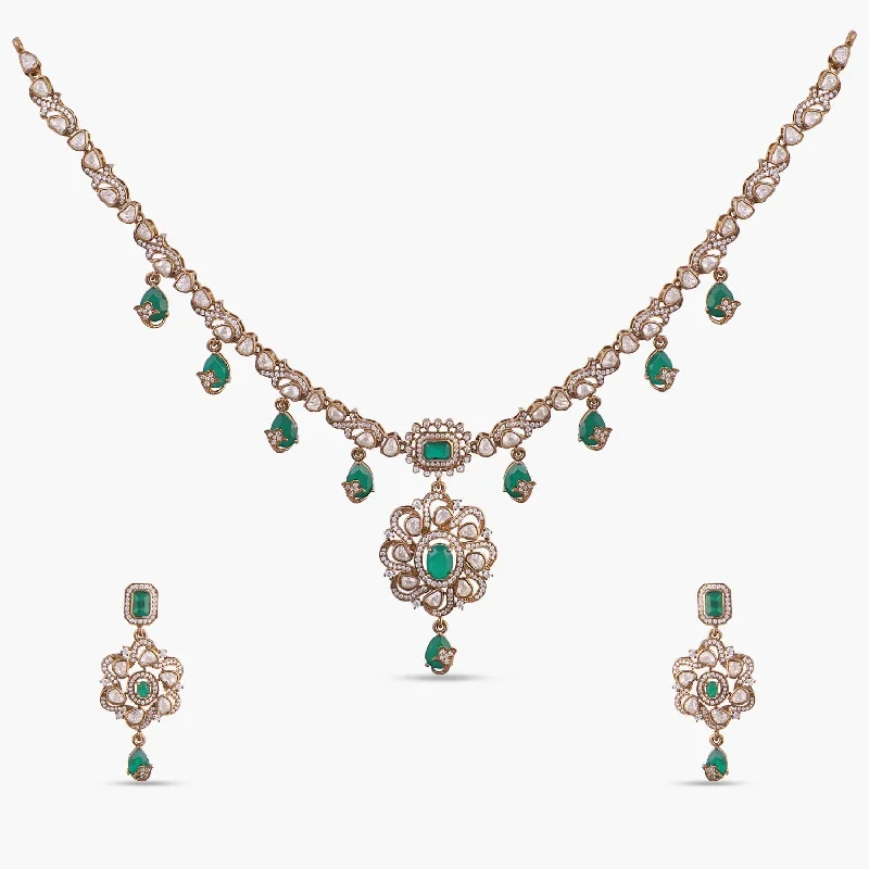modern geometric silver ring Maya Moissanite Silver Necklace Set