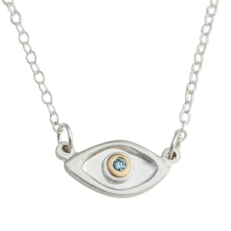 simple crystal earrings Medium Evil Eye - Protection with Blue Diamond