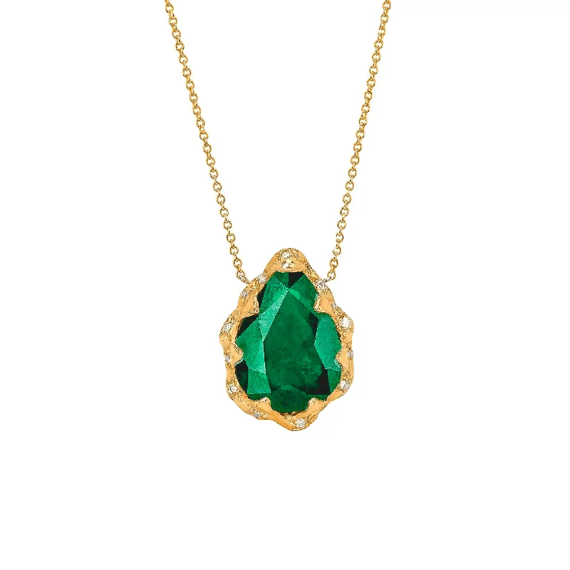 sterling silver infinity bracelet One of a Kind Classic Queen Premium Emerald Water Drop Necklace with Sprinkled Halo | Ready to Ship