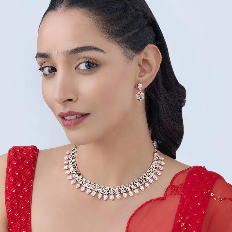 sleek black titanium ring Meenakari Zircon Necklace 165838