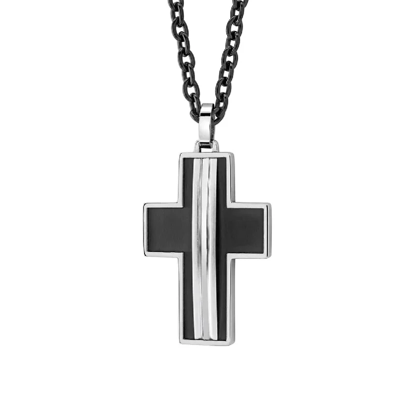 dainty opal nose ring MEN'S BLACK PLATED STAINLESS STEEL CHAIN AND CROSS PENDANT
