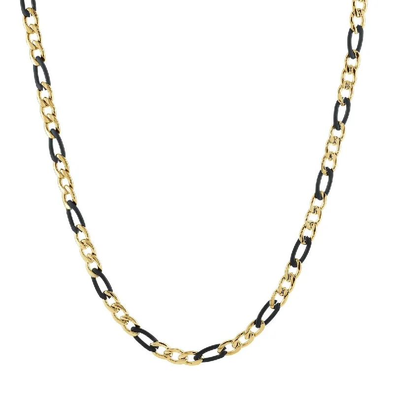 luxury diamond eternity ring MEN'S GOLD AND BLACK PLATED STEEL FIGARO CHAIN NECKLACE luxury diamond eternity ring MEN'S GOLD AND BLACK PLATED STEEL FIGARO CHAIN NECKLACE