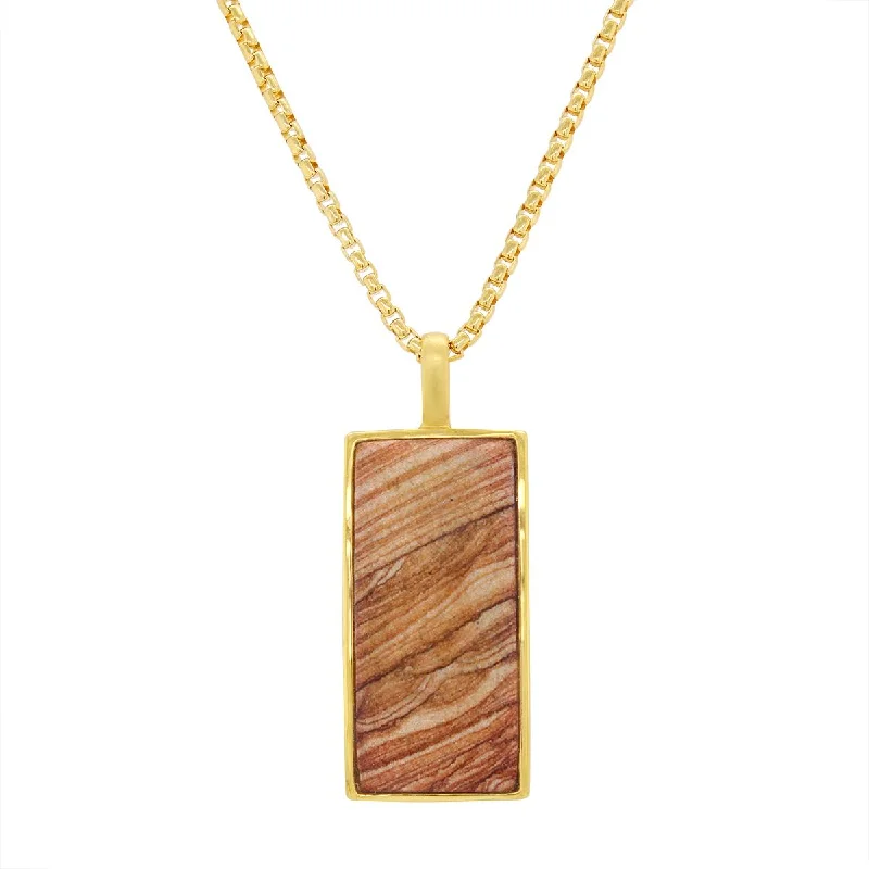round cut diamond engagement ring MEN'S GOLD PLATED NECKLACE WITH WOOD JASPER TAG