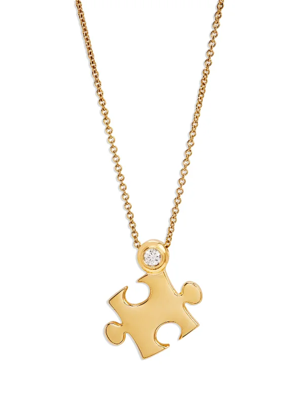 dainty cherry blossom ring Mini All Gold Puzzle Pendant Necklace