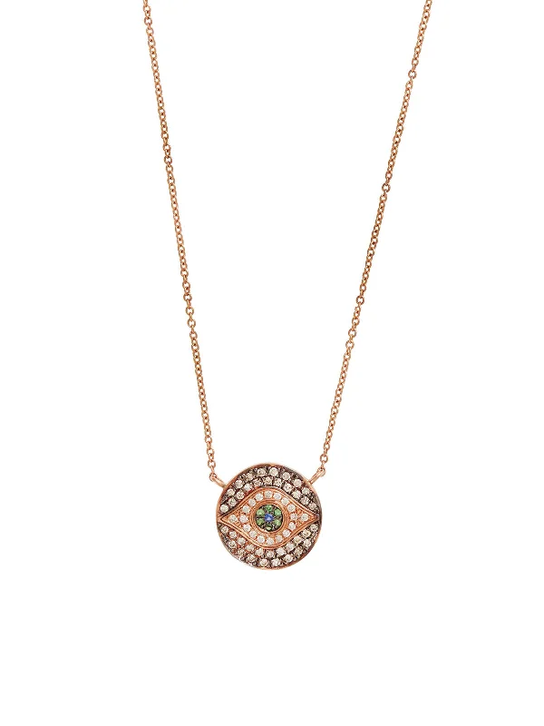 classic pearl bridal earrings Mini Dawn Evil Eye Rose Gold Pendant Necklace