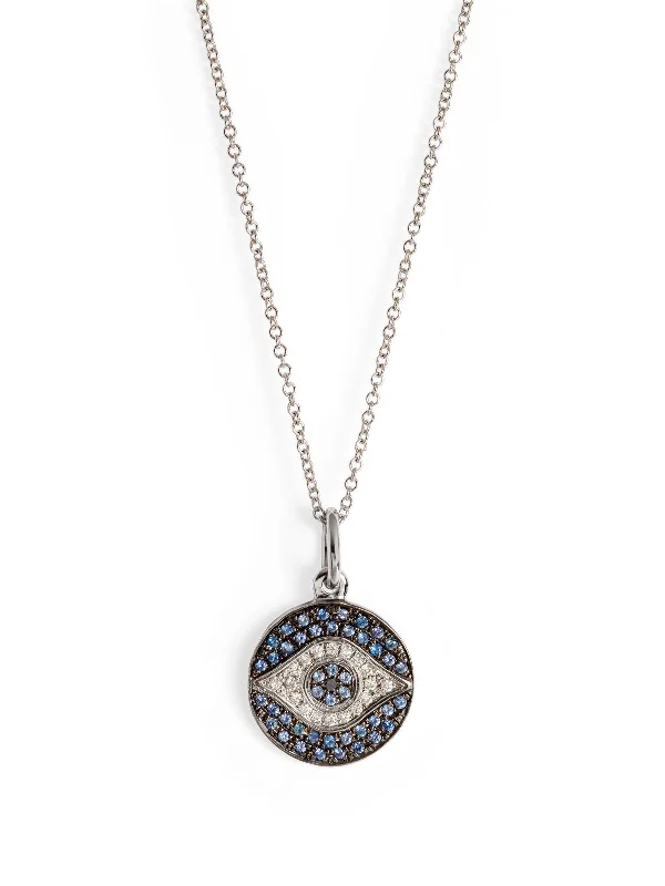 sapphire and diamond eternity ring Mini Dawn Evil Eye White Gold Pendant Necklace
