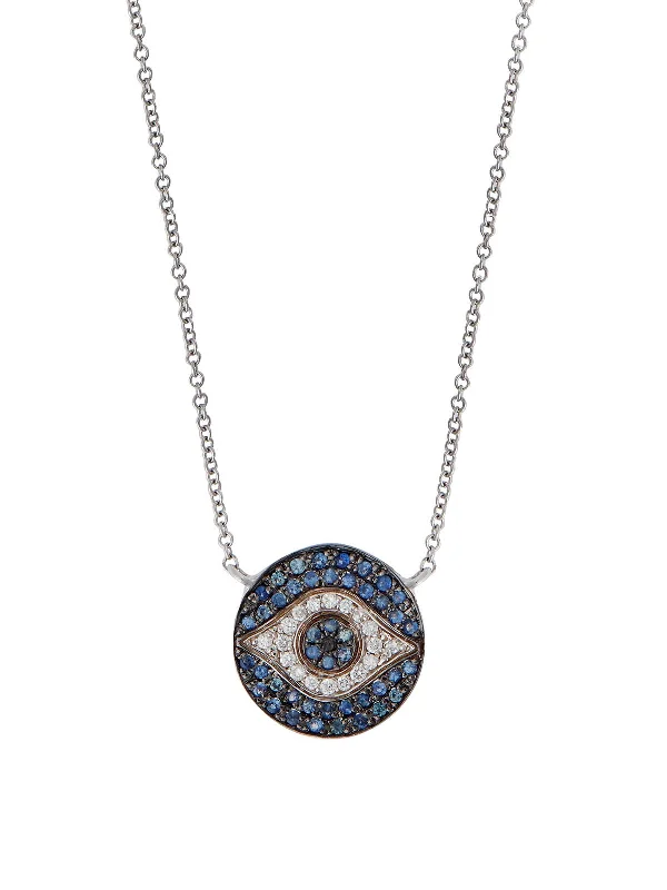 bold Cuban link bracelet men Mini Dawn Evil Eye White Gold Pendant Necklace