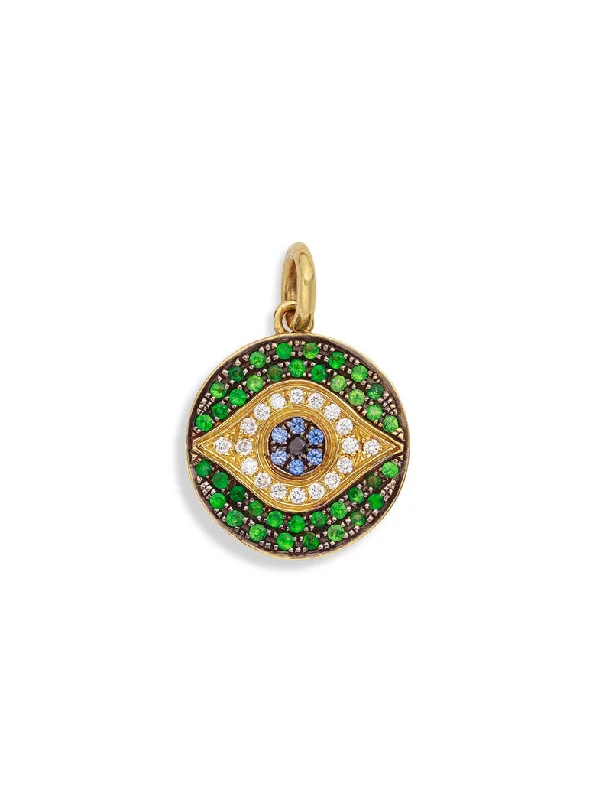 dainty beaded stretch bracelet Mini Dawn Tsavorite and Sapphire Evil Eye Yellow Gold Charm dainty beaded stretch bracelet Mini Dawn Tsavorite and Sapphire Evil Eye Yellow Gold Charm