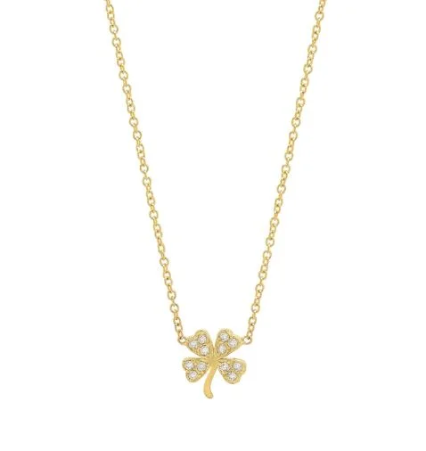 hexagon-shaped engagement ring unique Mini Diamond Clover Yellow Gold Necklace