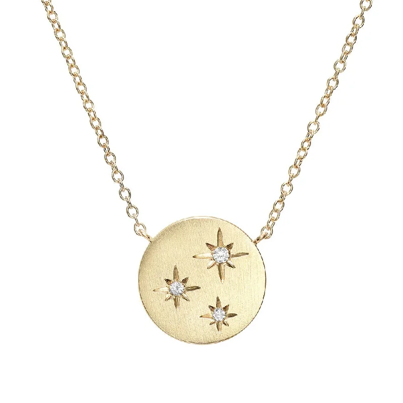 silver feather charm necklace Mini Starry Disc Necklace