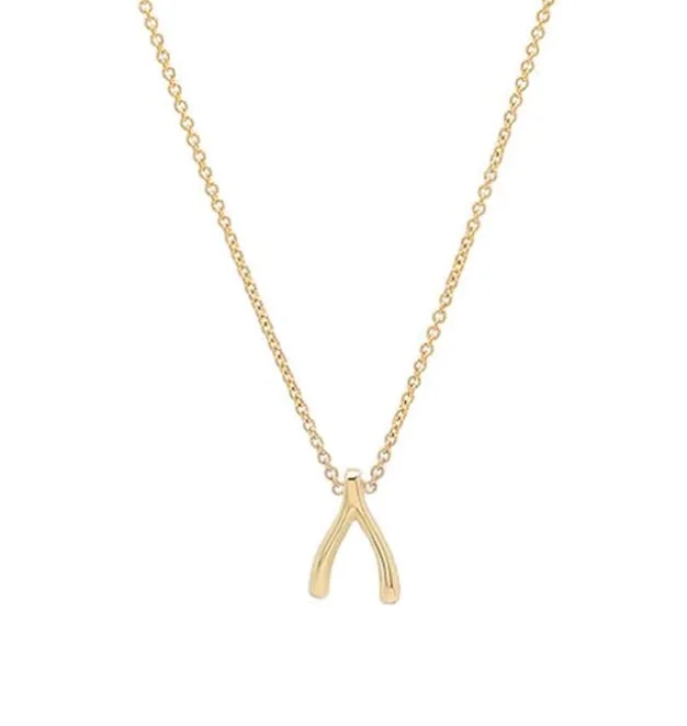 modern infinity signet ring Mini Wishbone Yellow Gold Necklace