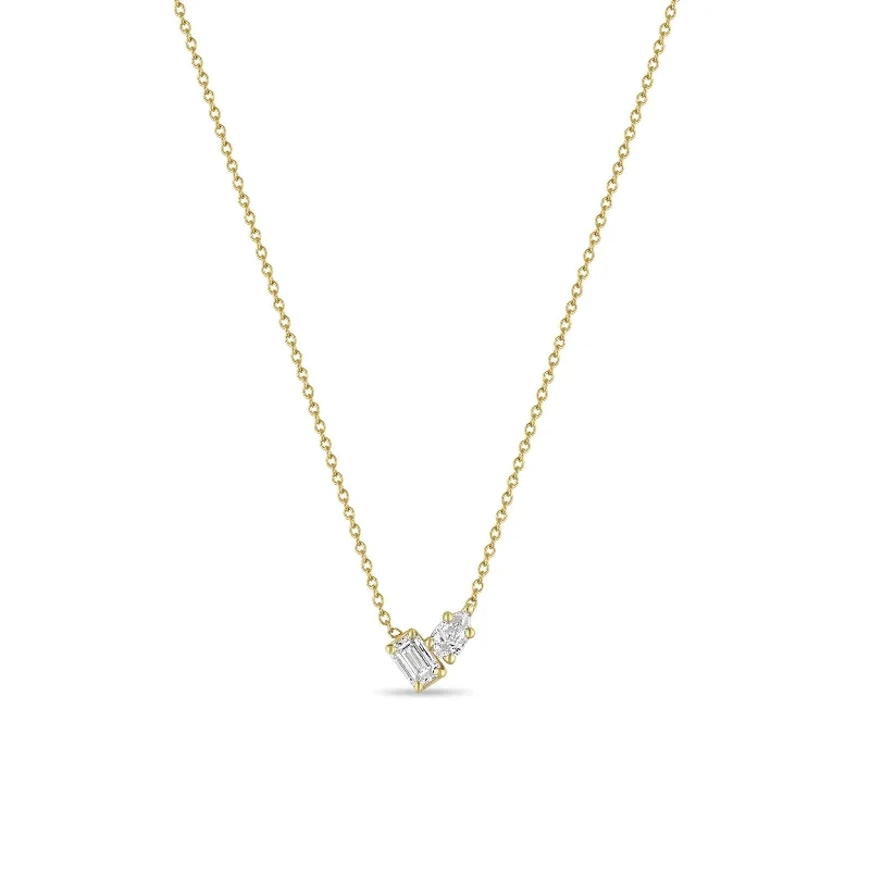 personalized gemstone pendant necklace Mixed Pear & Emerald Cut Diamonds Necklace