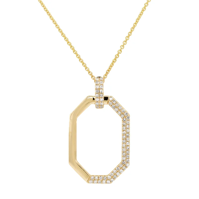 white gold diamond cluster ring MODERN OPEN YELLOW GOLD PENDANT WITH DIAMONDS, .26 CT TW