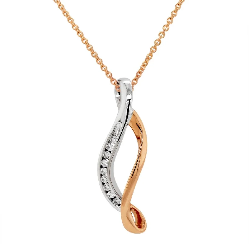adjustable charm necklace MODERN STYLE TWO-TONE GOLD PENDANT NECKLACE WITH DIAMONDS, .09 CT TW