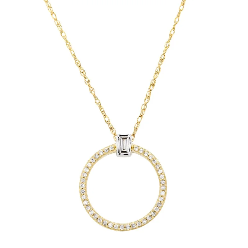 vintage filigree engagement ring MODERN STYLE YELLOW GOLD NECKLACE WITH DIAMOND CIRCLE PENDANT, .15 CT TW vintage filigree engagement ring MODERN STYLE YELLOW GOLD NECKLACE WITH DIAMOND CIRCLE PENDANT, .15 CT TW