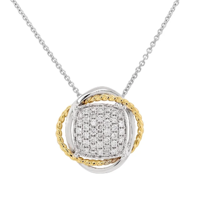 handcrafted silver cross pendant MODERN TWO-TONE GOLD DIAMOND PENDANT NECKLACE, .27 CT TW