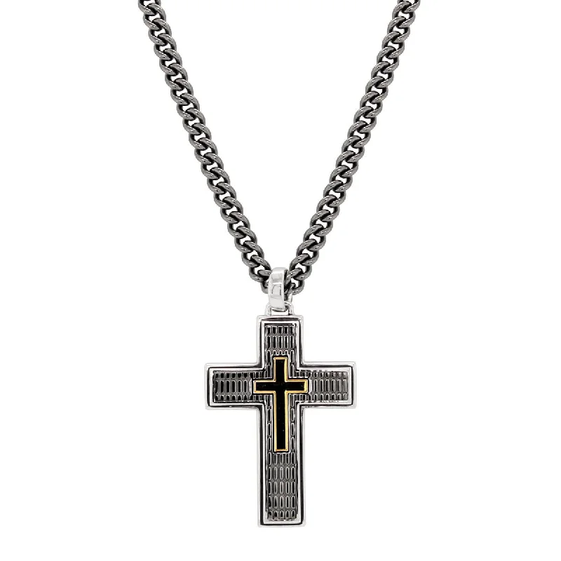 simple crystal pendant necklace MODERN YELLOW AND BLACK PLATED STERLING SILVER CROSS PENDANT NECKLACE simple crystal pendant necklace MODERN YELLOW AND BLACK PLATED STERLING SILVER CROSS PENDANT NECKLACE