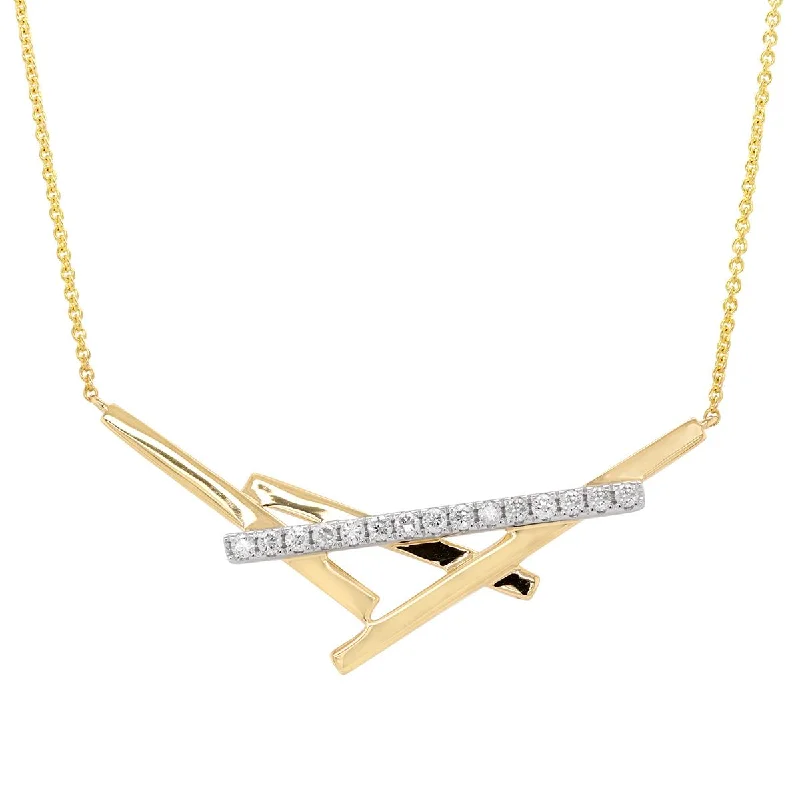 vintage filigree locket necklace MODERN YELLOW GOLD DIAMOND NECKLACE, .22 CT TW