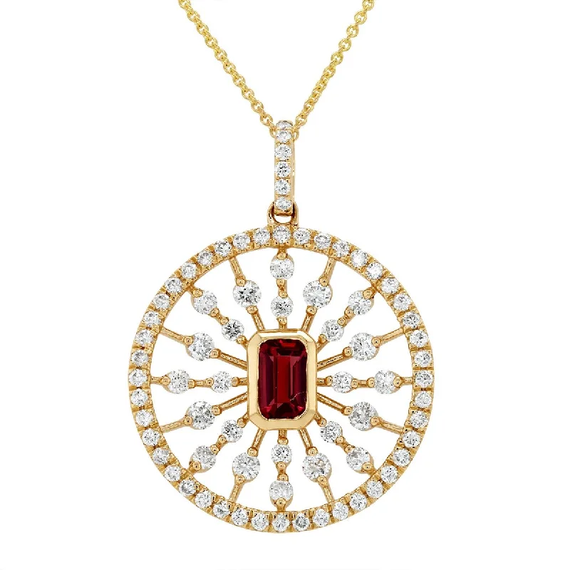 pearl stud earrings classic MODERN YELLOW GOLD NECKLACE WITH GARNET CENTER AND SIDE DIAMONDS, .69 CT TW pearl stud earrings classic MODERN YELLOW GOLD NECKLACE WITH GARNET CENTER AND SIDE DIAMONDS, .69 CT TW