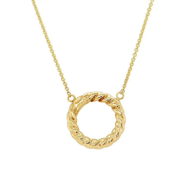 vintage-style filigree bracelet MODERN YELLOW GOLD OPEN CIRCLE NECKLACE