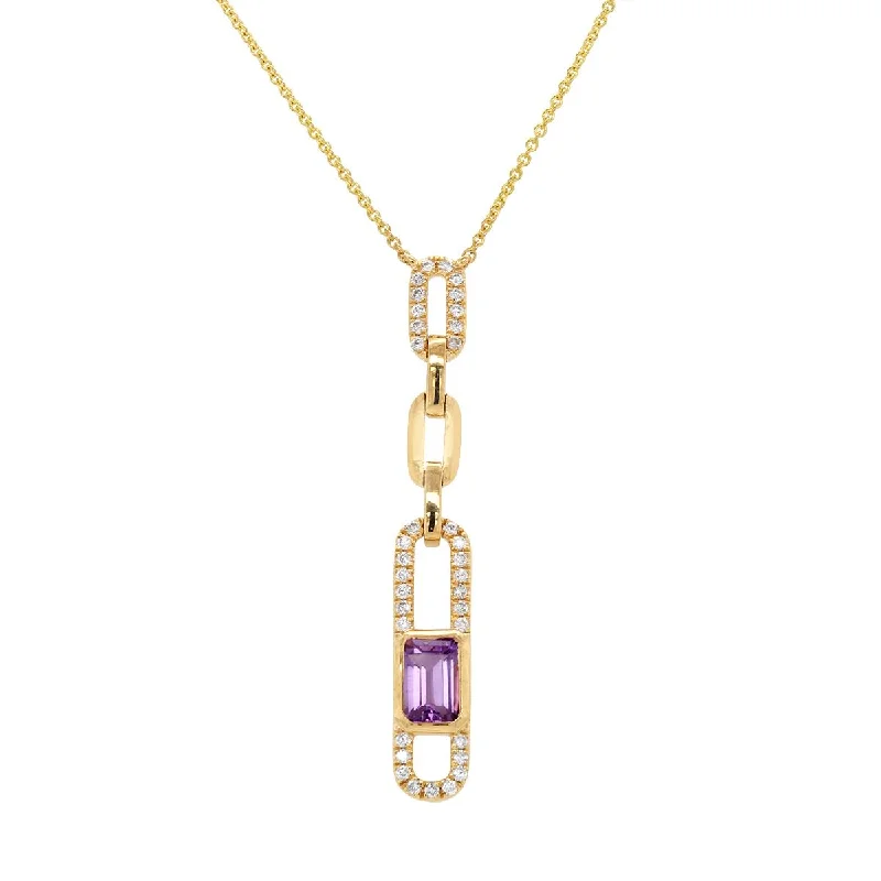 modern geometric silver ring MODERN YELLOW GOLD PAPERCLIP STYLE NECKLACE WITH AMETHYST AND DIAMOND, .17 CTTW modern geometric silver ring MODERN YELLOW GOLD PAPERCLIP STYLE NECKLACE WITH AMETHYST AND DIAMOND, .17 CTTW