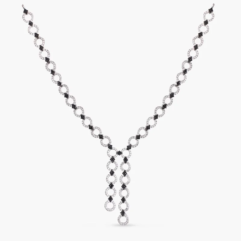 rose gold snake chain bracelet Monochrome Play CZ Silver Lariet Necklace