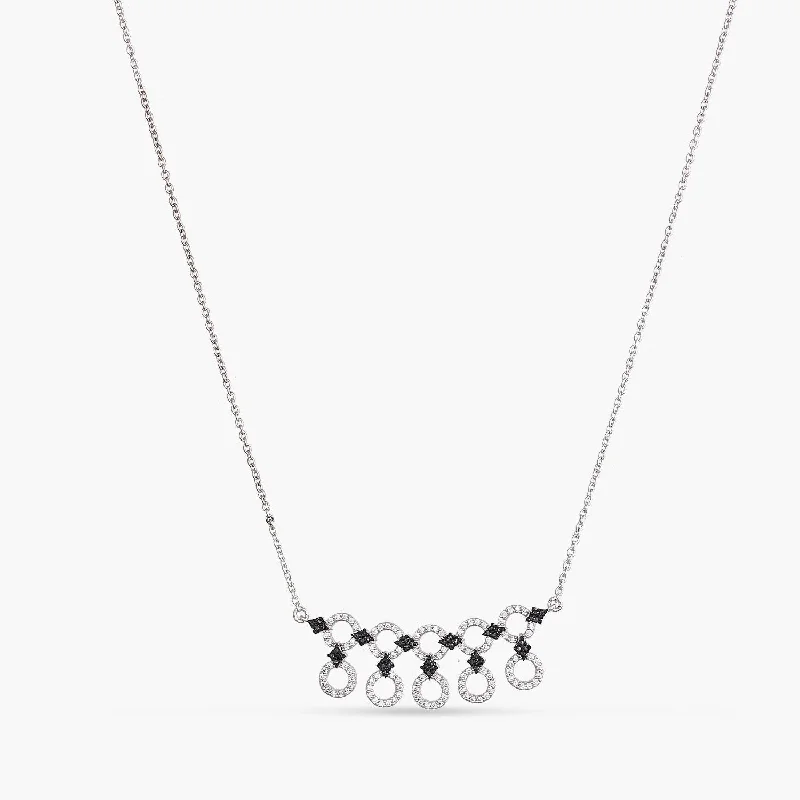 adjustable gemstone choker Monochrome Play Delicate CZ Silver Necklace