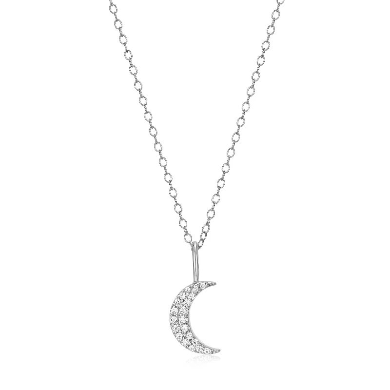 bezel set engagement ring modern Monte Luna Sterling Silver Crescent Moon Necklace