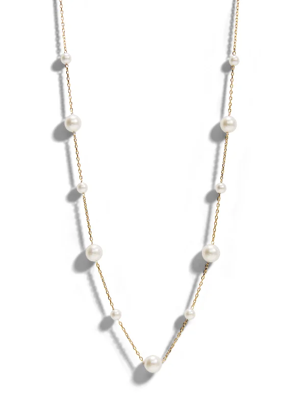 sterling silver charm anklet Multi Size Akoya Pearl Yellow Gold Necklace