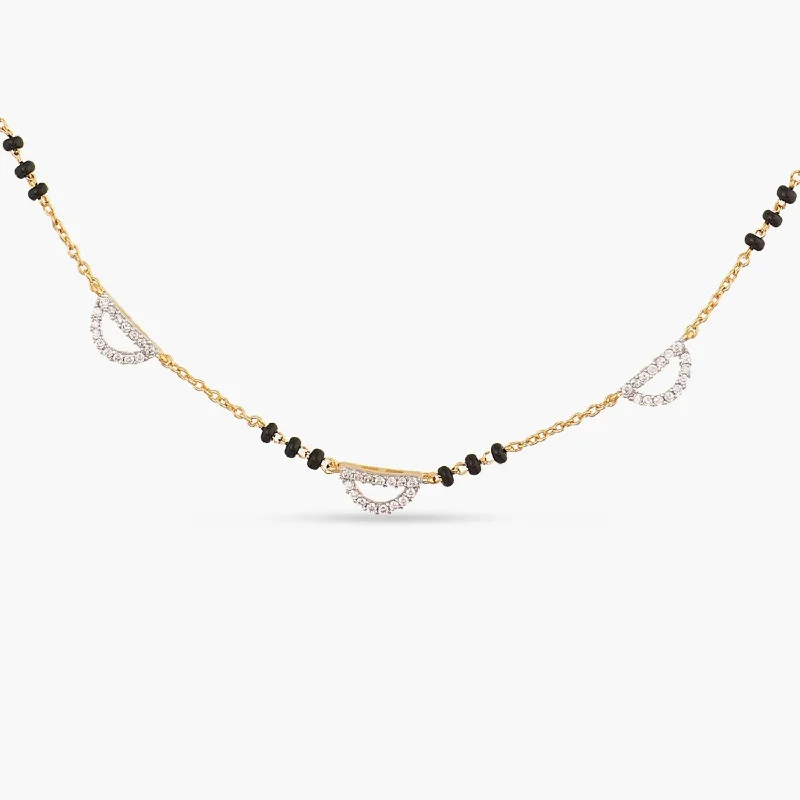 elegant art deco necklace Myra CZ Silver Mangalsutra