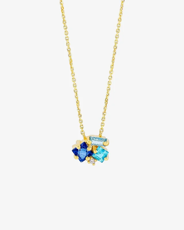 diamond tennis bracelet real Nadima Blue Mix Cluster Pendant