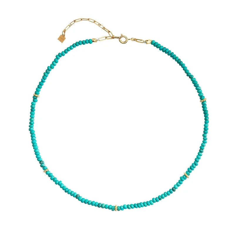 women’s leather wrap bracelet Brisa 18K Gold Plated Necklace w. Turquoise