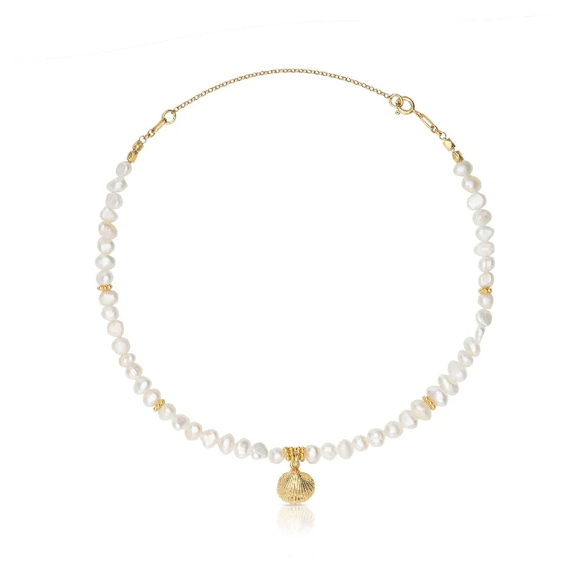 unique emerald green ring Collar Langob 18K Gold Plated Necklace w. Pearls