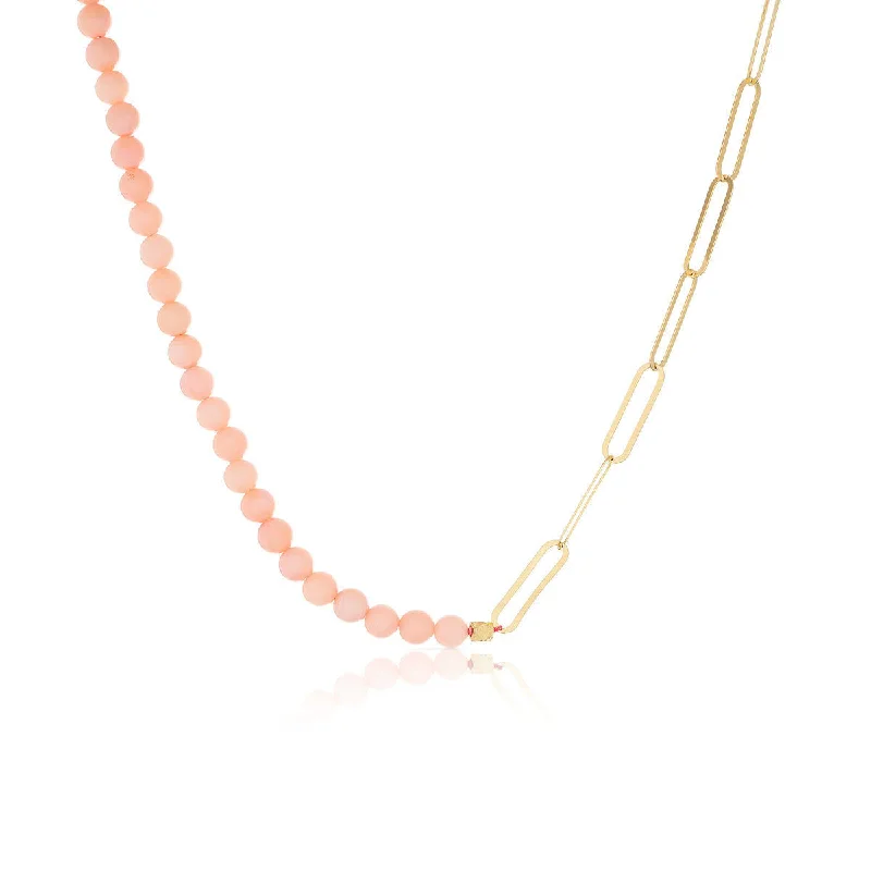simple sapphire wedding band Shasa 18K Gold Plated Necklace w. Coral