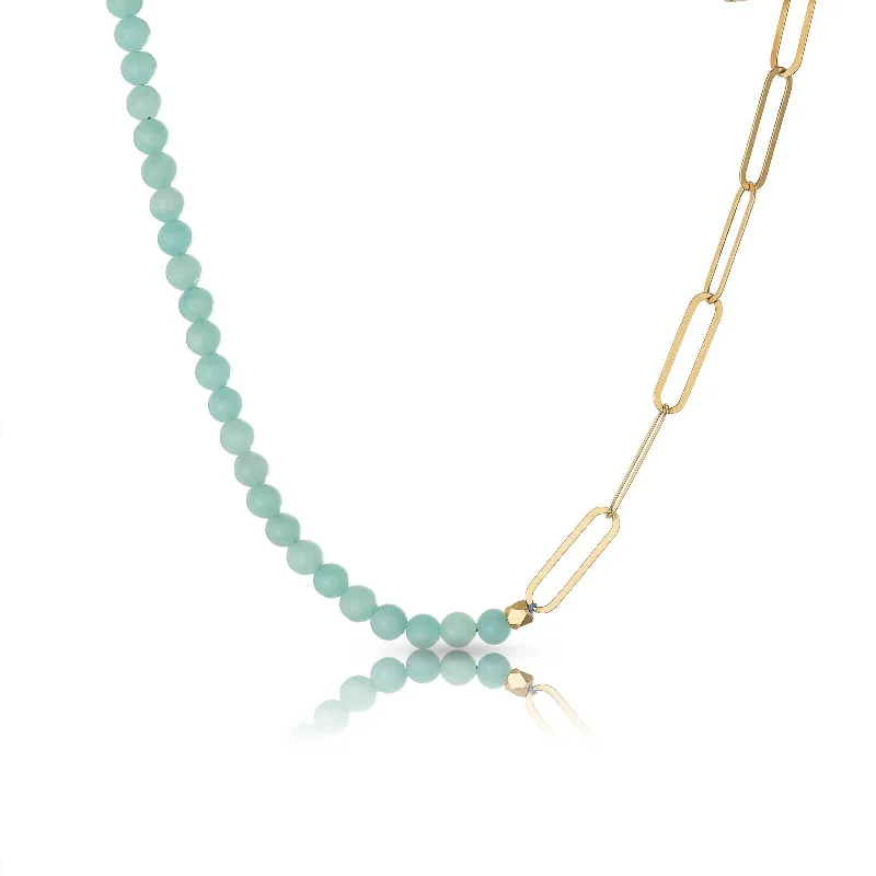 star-shaped cartilage stud earrings Shasa 18K Gold Plated Necklace w. Amazonite
