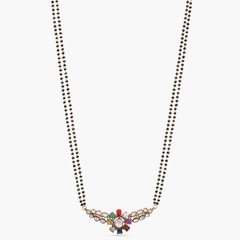 celestial sun charm anklet Navaratna Moissanite Silver Mangalsutra Necklace