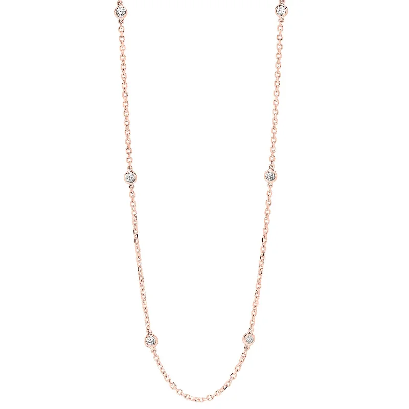 infinity necklace with birthstones 14K Rose Gold Diamond By The Yard Necklace