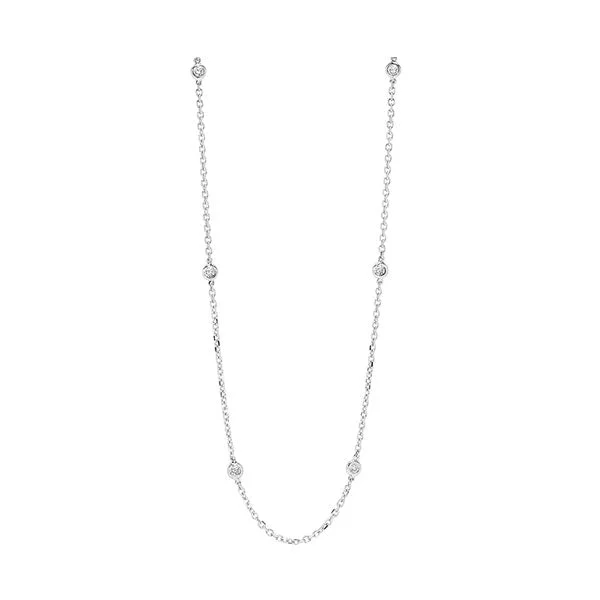 handcrafted beaded bracelet boho 14K White Gold Diamond By The Yard Necklace