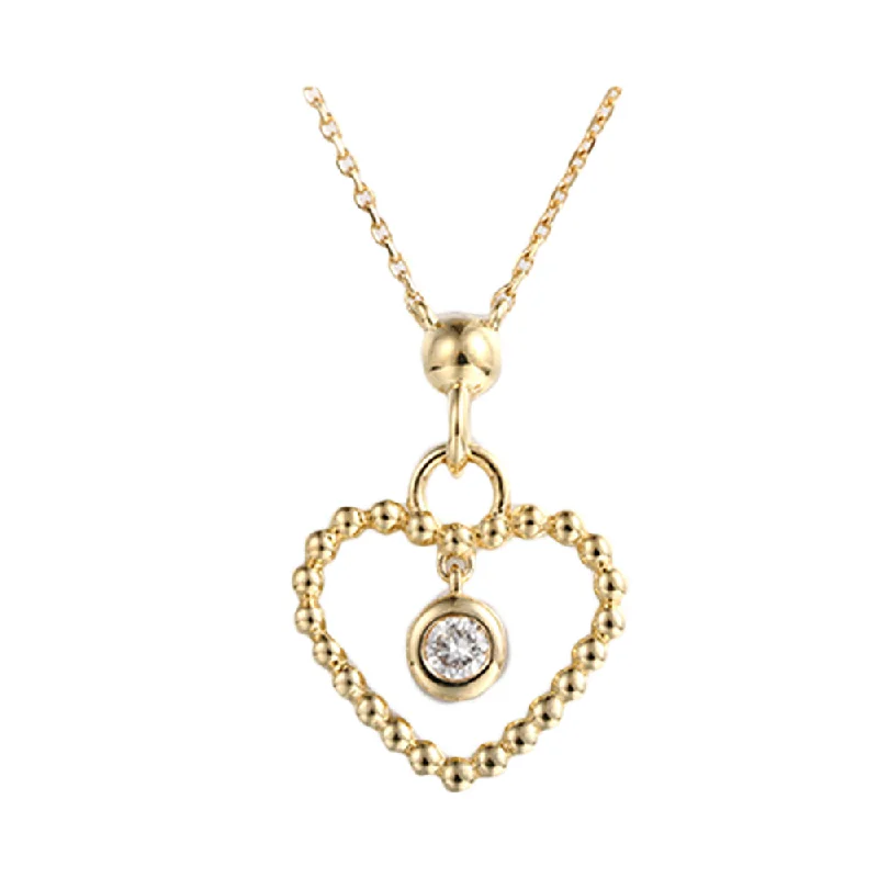 thin gold wedding band women 14K Yellow Gold Diamond Heart Necklace